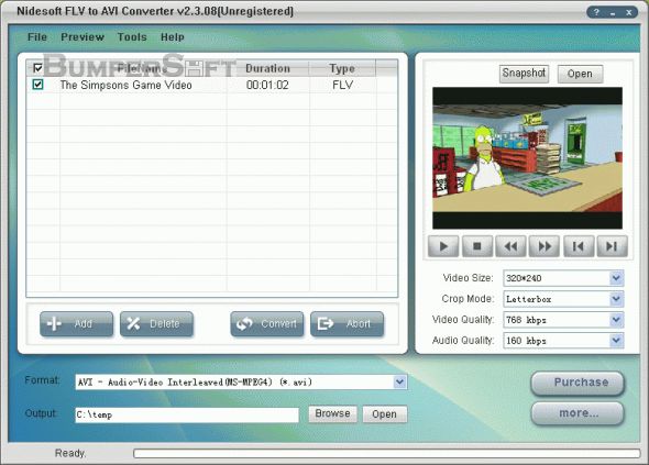Nidesoft FLV to AVI Converter Screenshot
