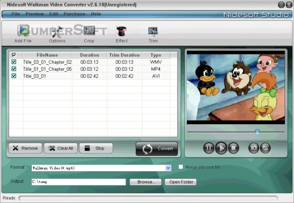 Nidesoft Walkman Video Converter Screenshot