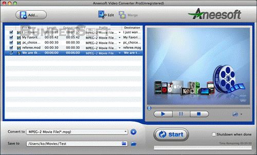 Aneesoft Video Converter Suite for Mac Screenshot