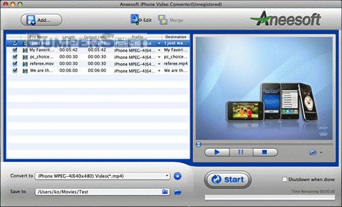 Aneesoft iPhone Converter Suite for Mac Screenshot