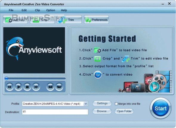 Anyviewsoft Creative Zen Video Converter Screenshot