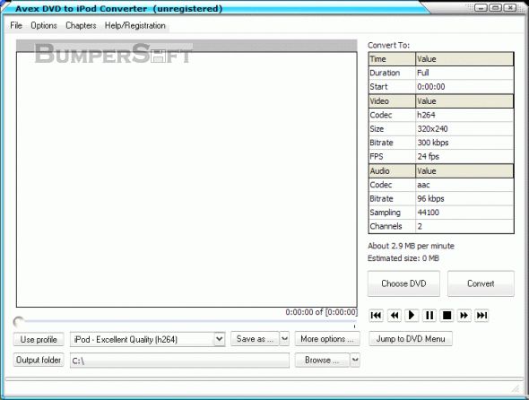 Avex DVD to iPod Converter Screenshot