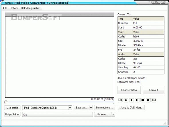 Avex iPod Video Converter Screenshot