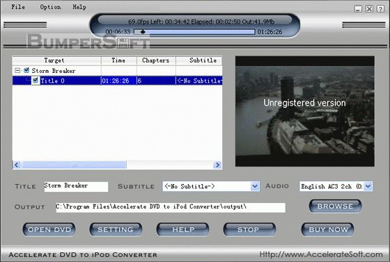 Accelerate DVD to iPod Converter Screenshot