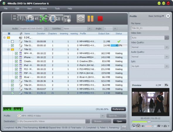 4Media DVD to MP4 Converter Screenshot