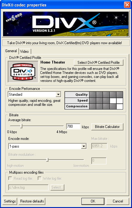DivX for Windows 98/ME Screenshot