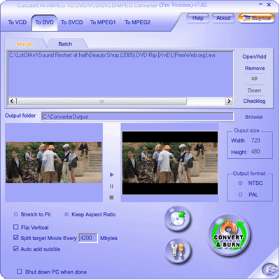 Cucusoft Mpeg/Mov/rm/AVI to DVD/VCD/SVCD - Video Converter Pro Screenshot