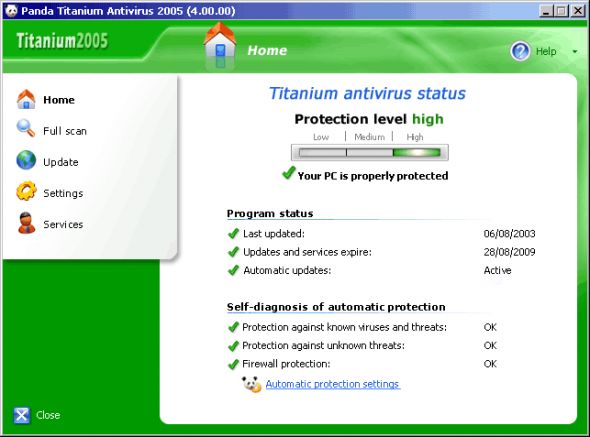 Panda Titanium Antivirus 2005 Screenshot