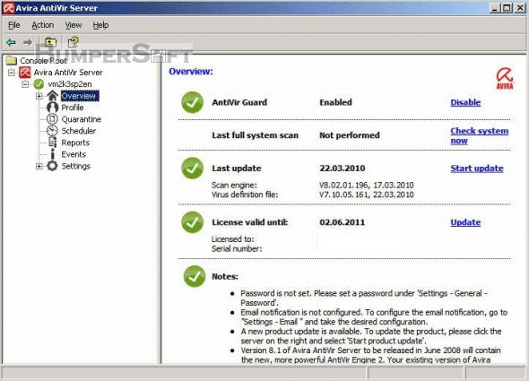 Avira AntiVir Server (Windows) Screenshot