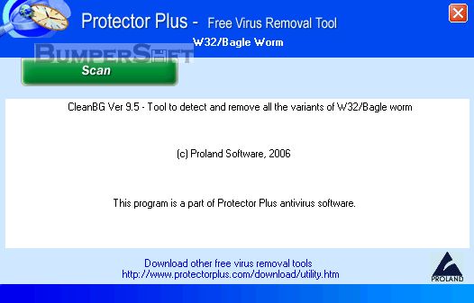 CleanBG (Free Virus Removal Tool for W32/Bagle Worm) Screenshot