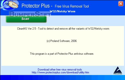 CleanNS (Free Virus Removal Tool for W32/Netsky Worm) Screenshot