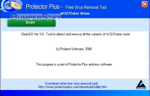 CleanSO (Free Virus Removal Tool for W32/Sober Worm) Screenshot