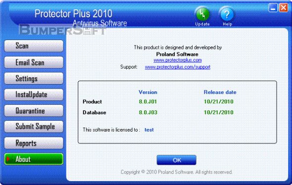 Protector Plus Virus Database Update Screenshot