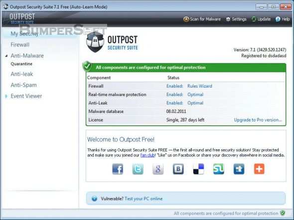 Outpost Security Suite Free Screenshot