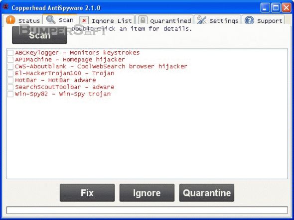 Copperhead AntiSpyware Screenshot