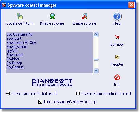 Spyware Control Manager Screenshot