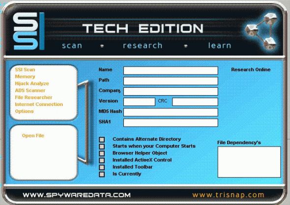 System Spyware Interrogator Screenshot