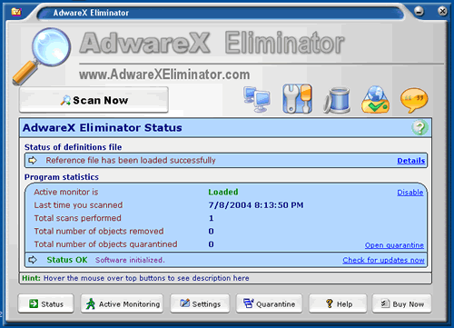 AdwareX Eliminator Screenshot