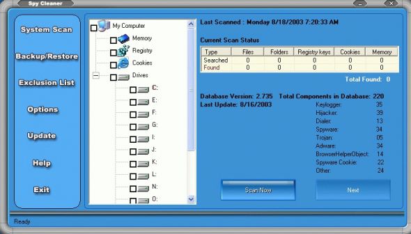 Free Spyware Scanner Screenshot