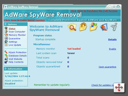 Adware Spyware Removal Screenshot