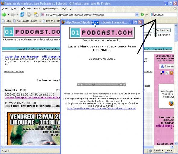 01podcast Firefox search Plugin Screenshot
