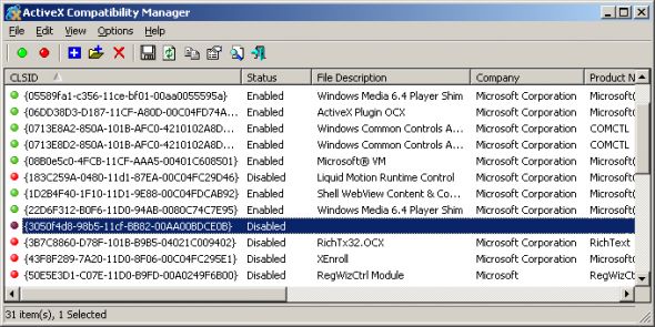 ActiveX Compatibility Manager Screenshot