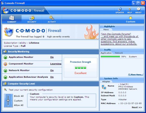 Comodo Firewall Screenshot