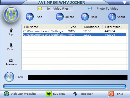 AVI MPEG WMV Joiner Screenshot
