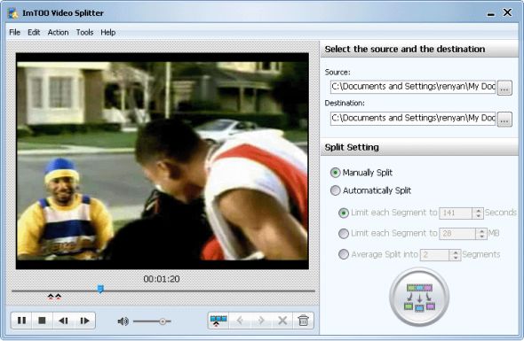 ImTOO Video Splitter Screenshot