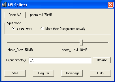 AVI Splitter Screenshot