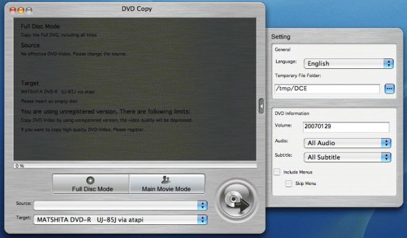 Xilisoft DVD Copy for Mac Screenshot