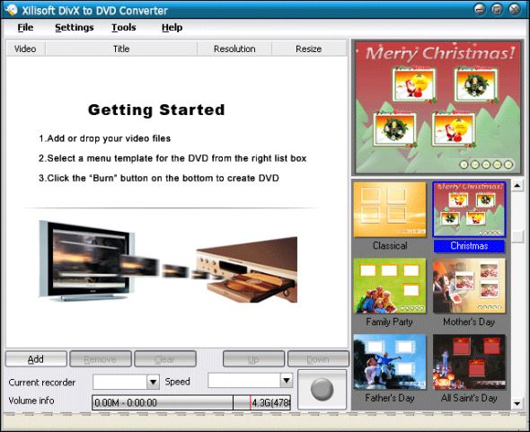 Xilisoft DivX to DVD Converter Screenshot