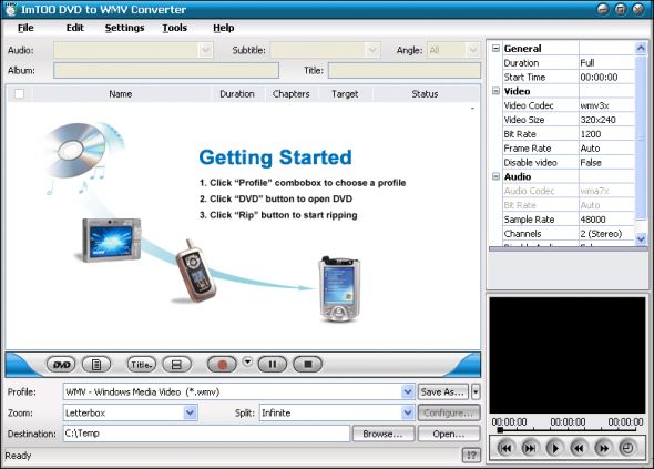 ImTOO DVD to WMV Converter Screenshot
