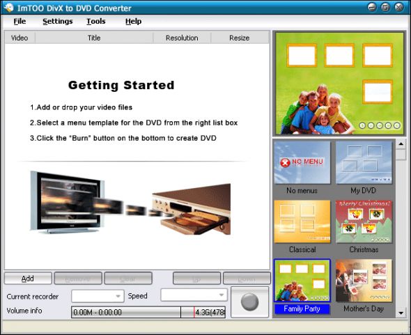 ImTOO DivX to DVD Converter Screenshot