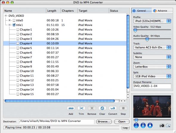 Xilisoft DVD to MP4 Converter for Mac Screenshot