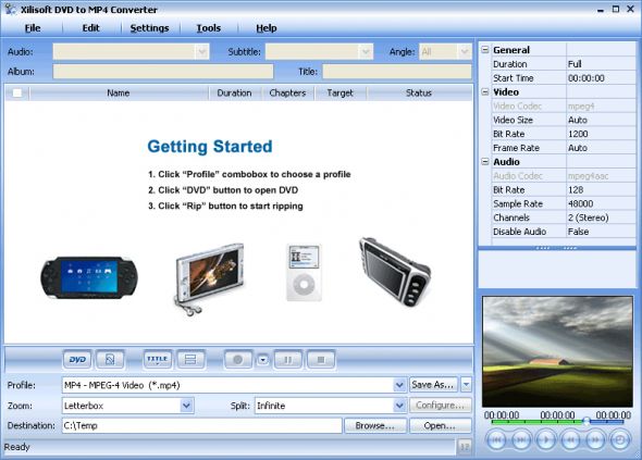 Xilisoft DVD to MP4 Converter Screenshot