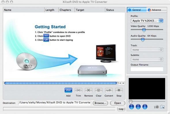 Xilisoft DVD to Apple TV Converter for Mac Screenshot
