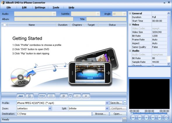 Xilisoft DVD to iPhone Converter Screenshot