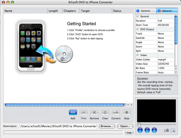 Xilisoft DVD to iPhone Converter for Mac Screenshot
