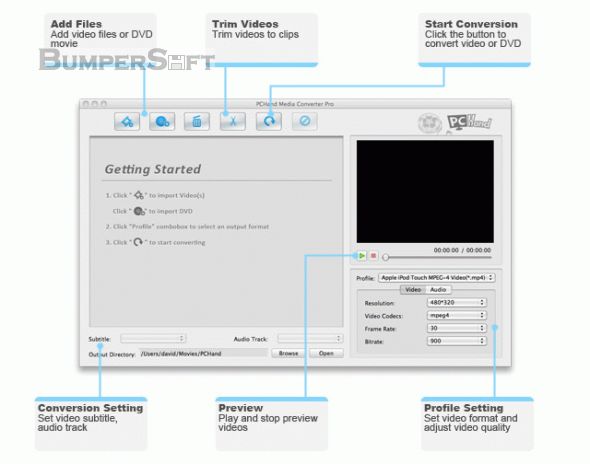 PCHand Media Converter Pro for Mac Screenshot