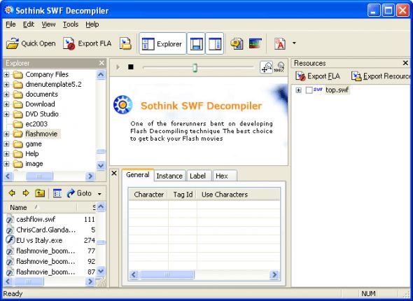Sothink SWF Decompiler Screenshot
