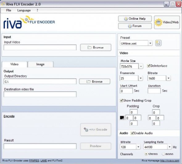 Riva FLV Encoder Screenshot