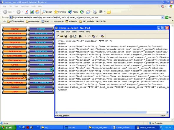 Cromas XML Flash Menu Screenshot
