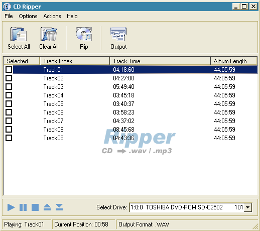 CD to WAV/MP3 Ripper Screenshot