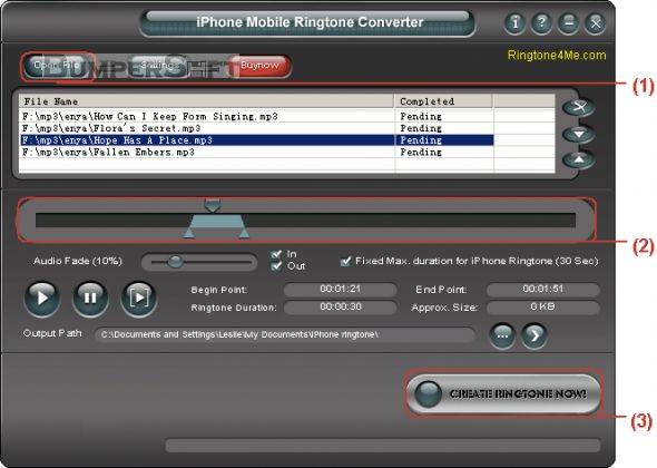 iPhone Mobile Ringtone Converter Screenshot