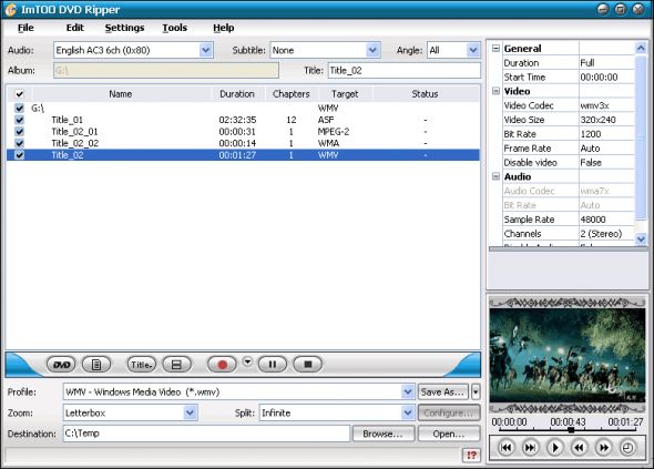 ImTOO DVD Ripper Screenshot