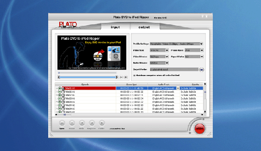Plato DVD to iPod Ripper Screenshot