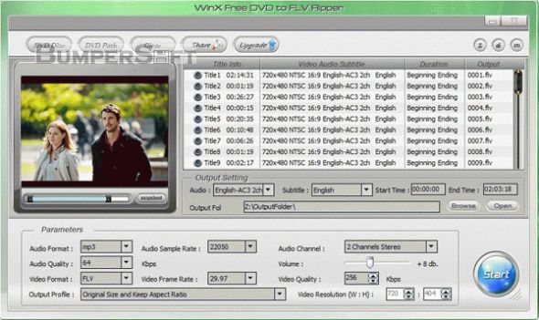 WinX Free DVD to FLV Ripper Screenshot
