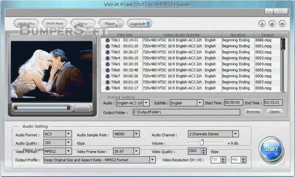 WinX Free DVD to MPEG Ripper Screenshot