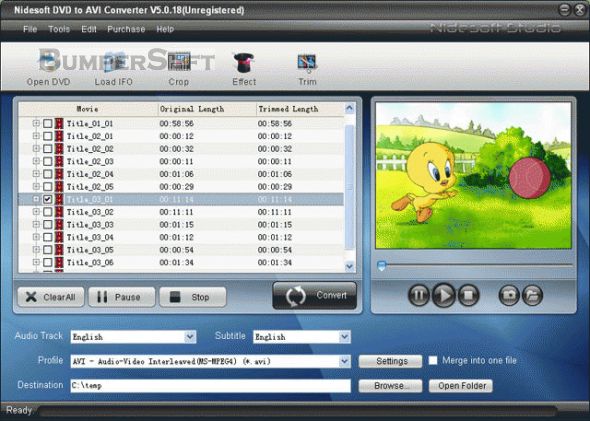 Nidesoft DVD to AVI Converter Screenshot